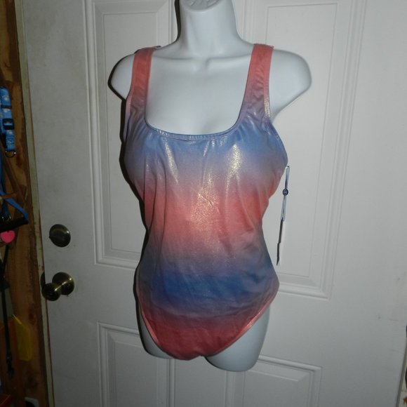 Ashley Stuart Women's Plus 2XL Shiny One Piece Swimsuit Purple/Pink🆕Fast💨⚡🚚 - Picture 1 of 12